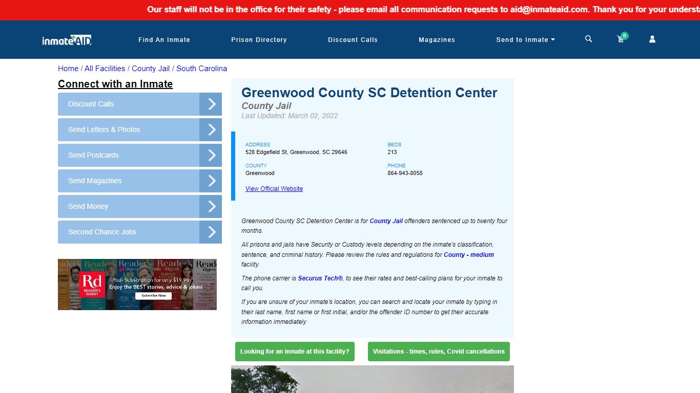 Greenwood County SC Detention Center - Inmate Locator ...
